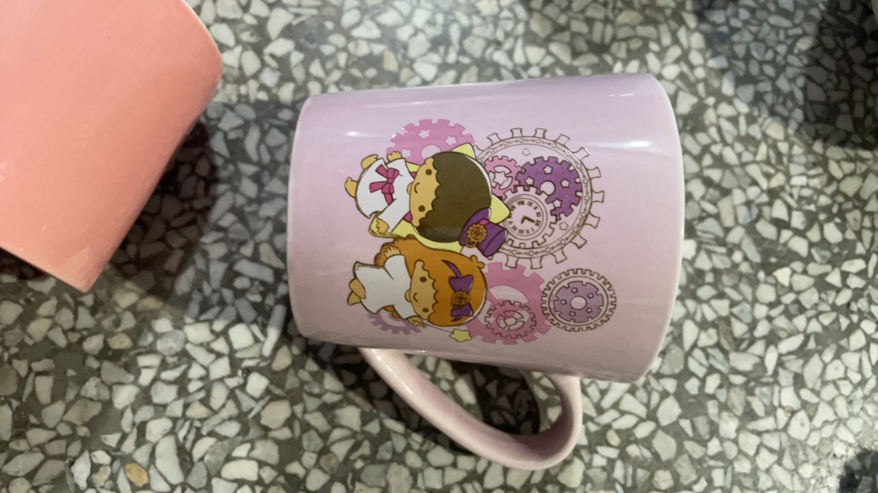 双子星粉色陶瓷咖啡杯水杯