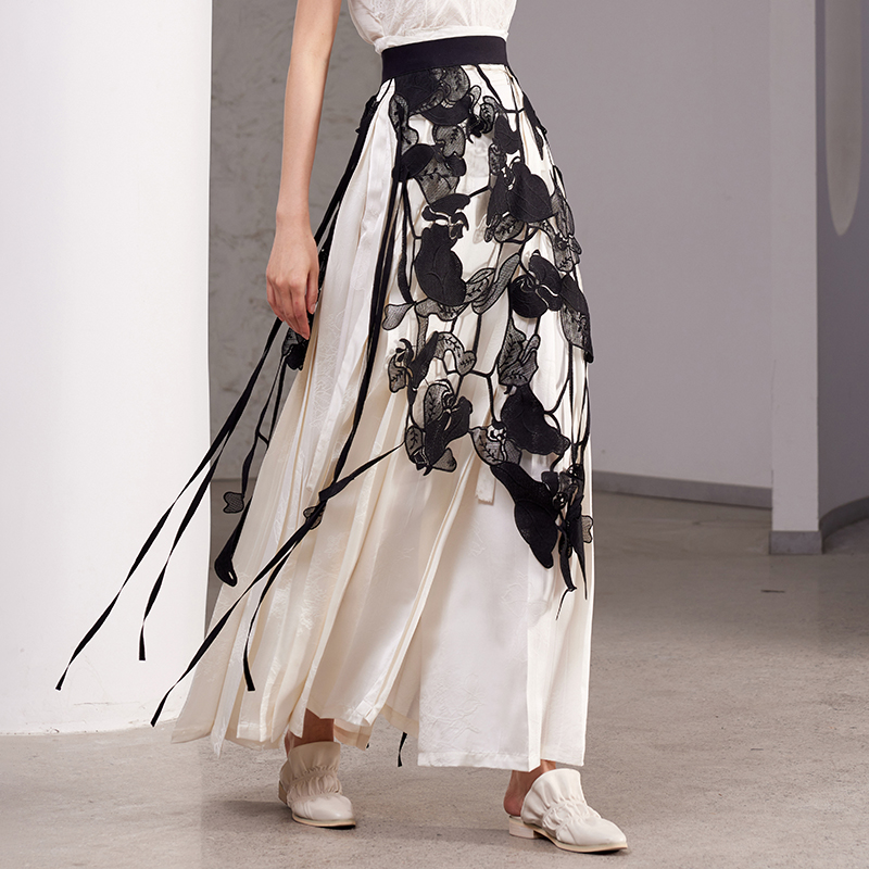 界内界外小众设计感凹造型百搭重工刺绣飘逸半身罩衫腰封J41P709