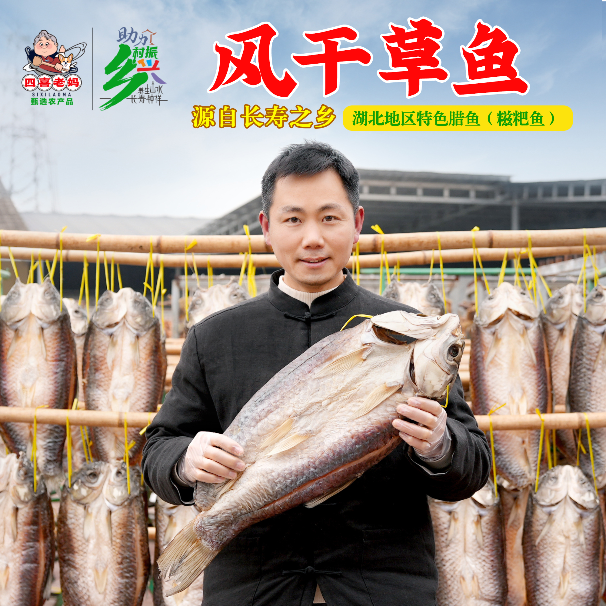 四喜老妈甄选湖北风味 风干草鱼 新鲜草鱼古法腌制腊味十足好肉质