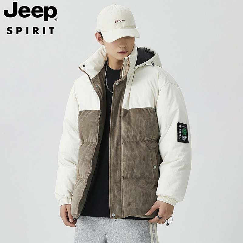 Jeep吉普棉服冬季新款潮流保暖韩版宽松百搭棉袄加厚情侣拼色棉衣