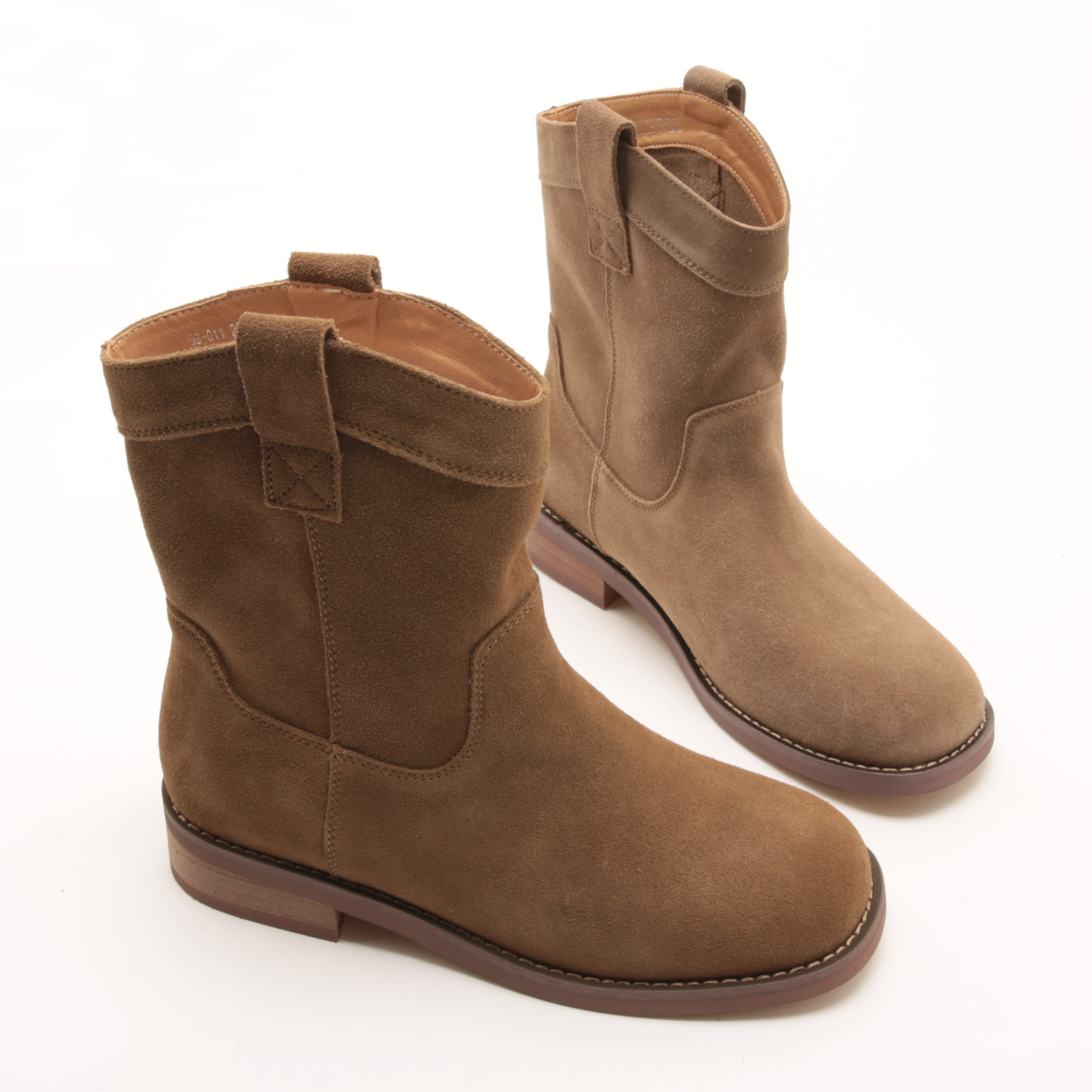 5143秋冬新款复古短靴女V口单靴粗跟磨砂圆头西部牛仔靴