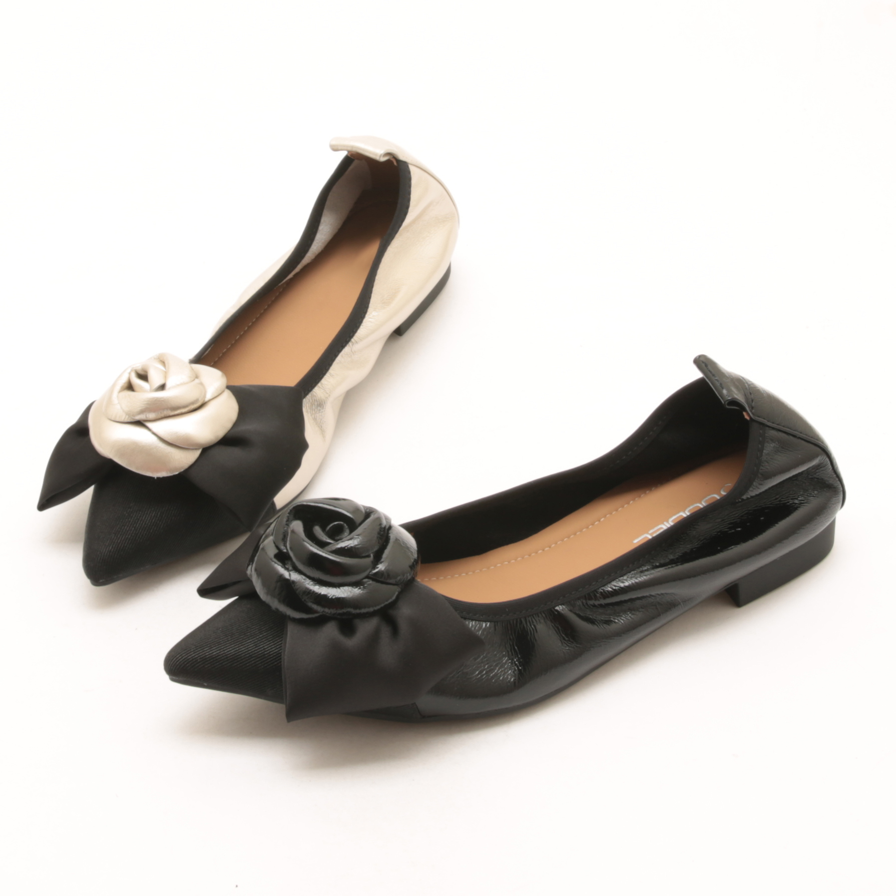 春秋新款欧洲站小香风单鞋女尖头浅口山茶花低跟瓢鞋3273