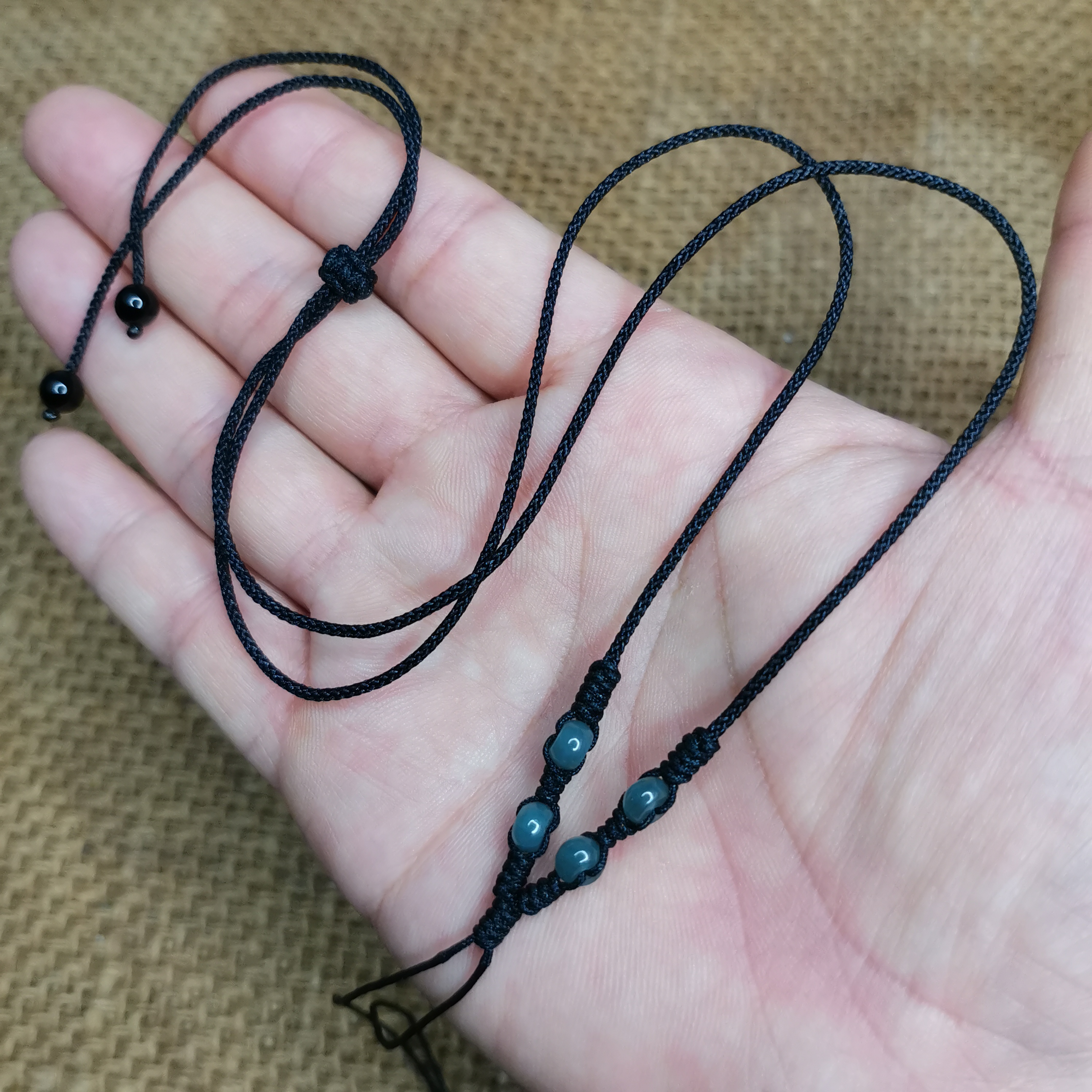 纯手工编织吊坠绳绳子可调节挂脖绳配绳黑色挂件绳时尚时尚女款