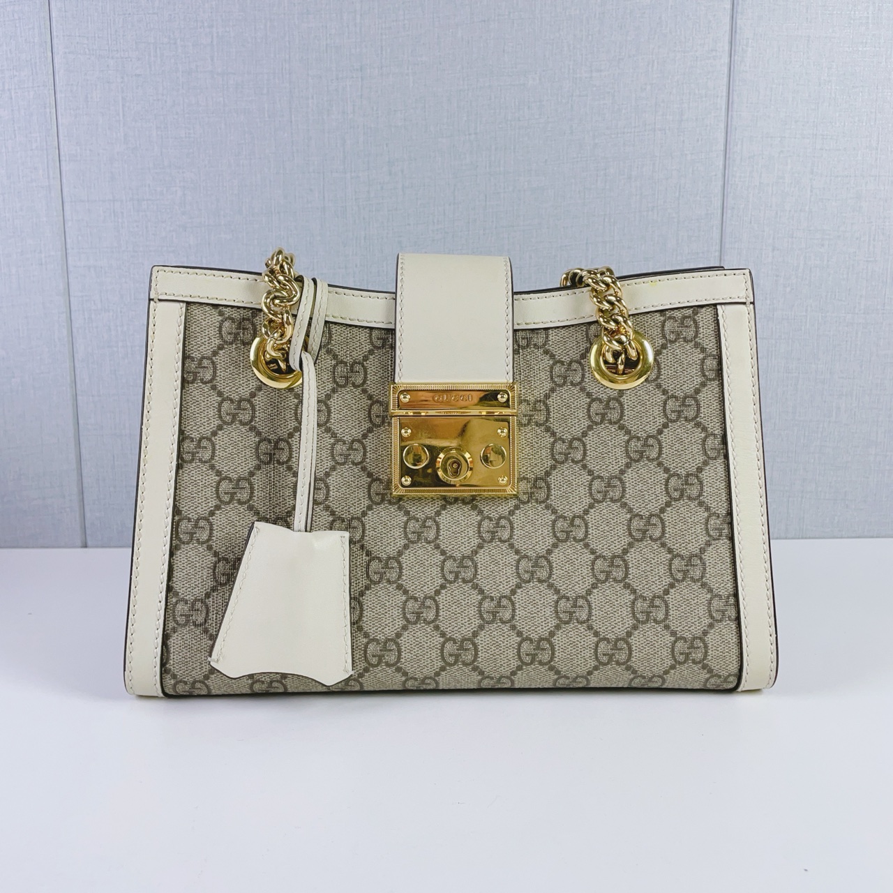 99新 GUCCI/古驰  古驰/Gucci Padlock系列 白色老花包