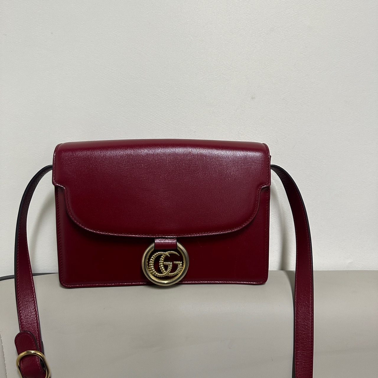 95新 GUCCI/古驰  古驰/Gucci牛皮古驰红色风琴包