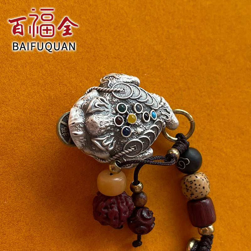 百福全 足银银制品 999三脚 金蟾摆件手把玩件招财茶貔貅宠银饰品