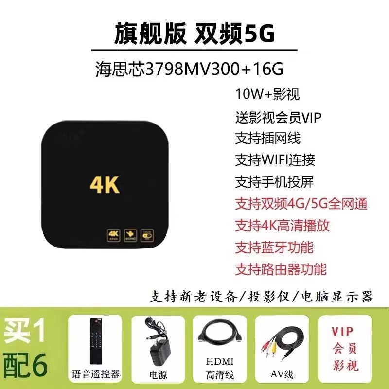 【2024新款】高清4K电视盒子机顶盒0月租机顶盒全网通wifi智能语音