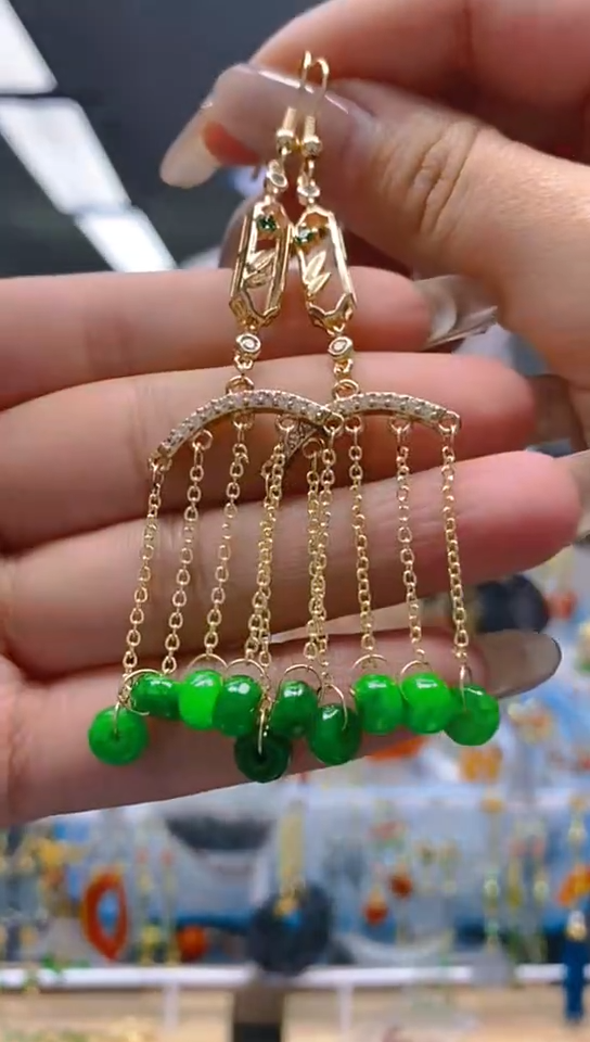 【闪购商品】翡翠耳饰合金425翡翠耳钩