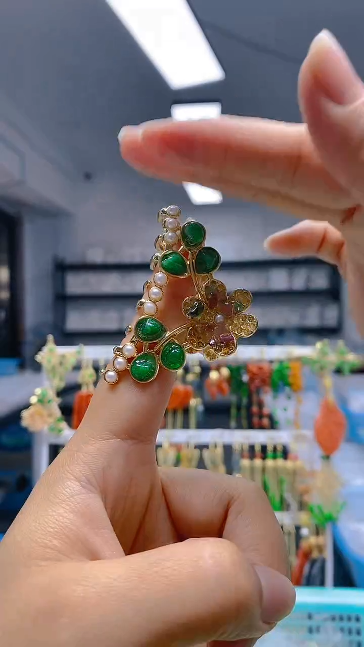 【闪购商品】翡翠耳饰合金273翡翠发簪