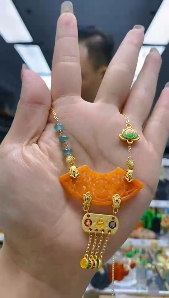 【闪购商品】翡翠耳饰合金0365翡翠锁骨链