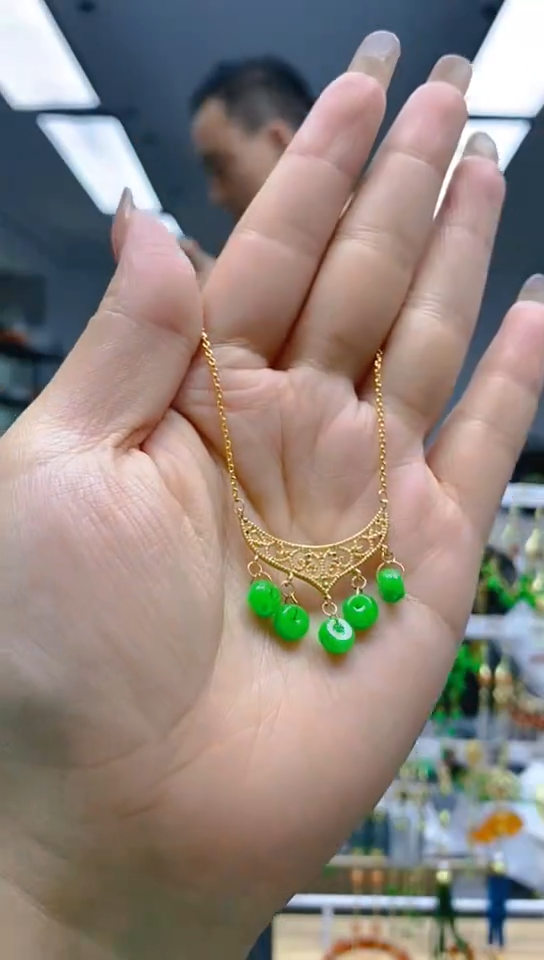 【闪购商品】翡翠耳饰合金185翡翠锁骨链