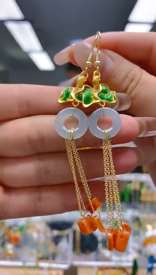【闪购商品】翡翠耳饰合金355翡翠耳钩