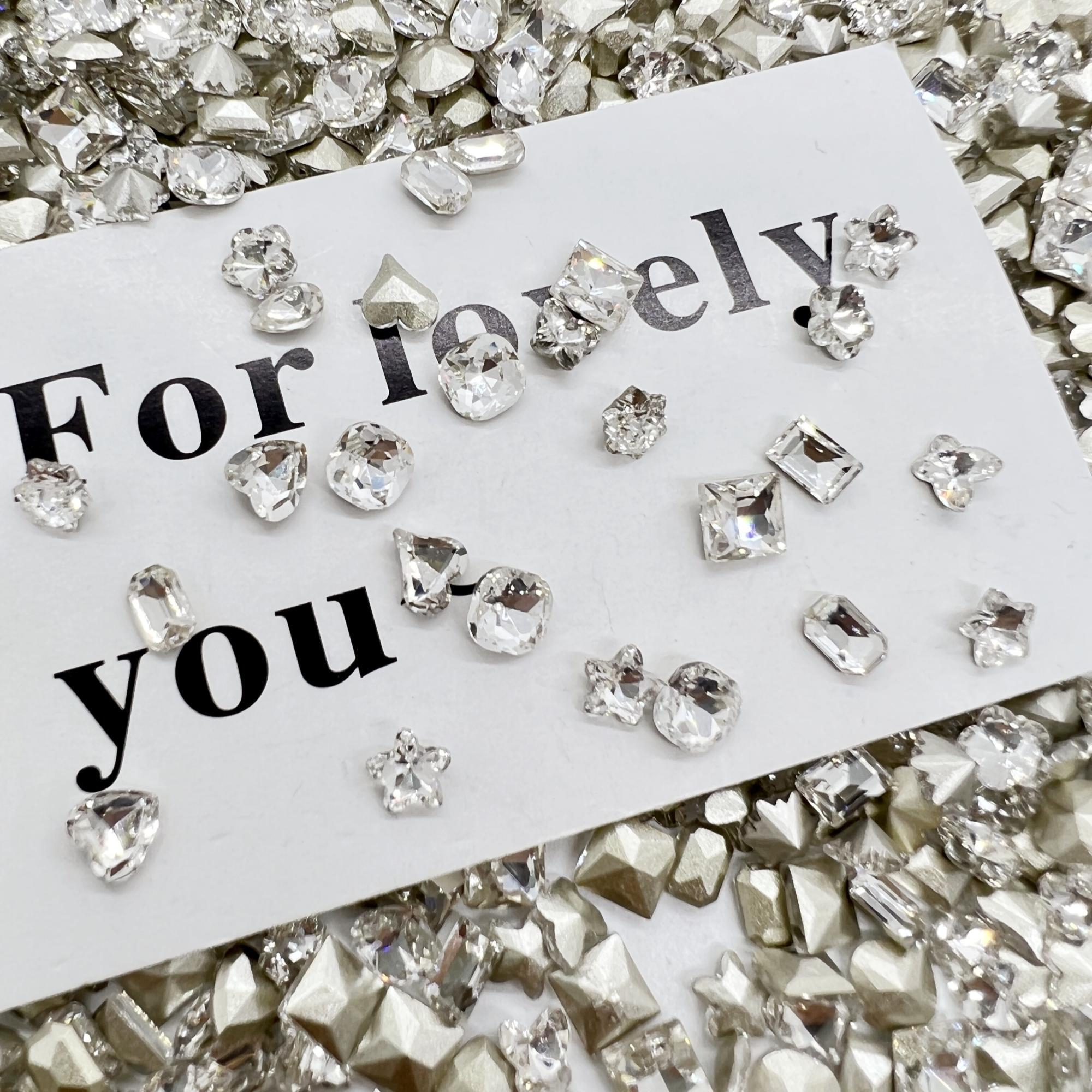 Yy【K9透白中号尖底钻】DIY美甲钻超闪镀底透亮尖底爆闪经典百搭