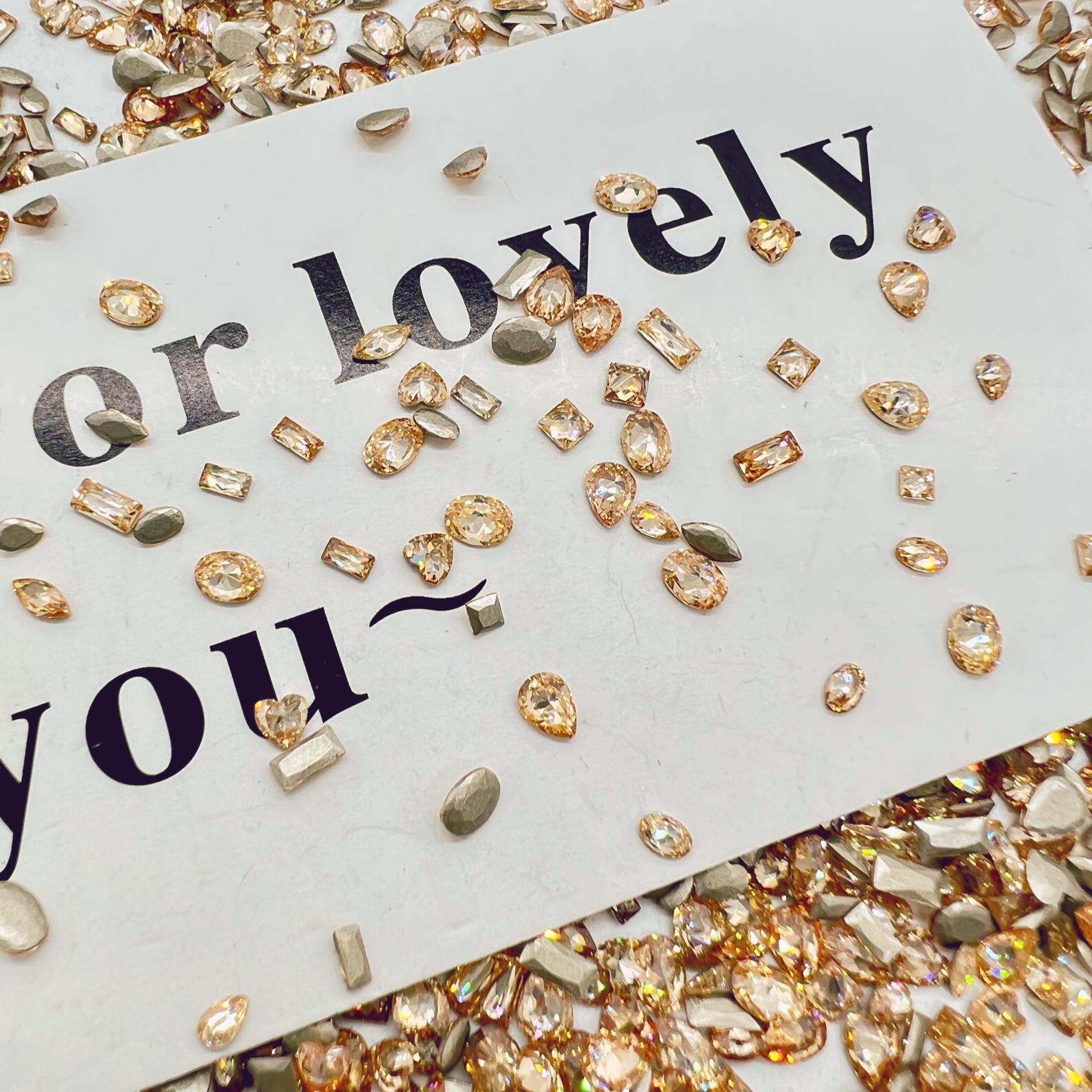 Yy【5A香槟美拉德倒边平底锆石】倒边工艺迷你奢华DIY锆石美甲钻