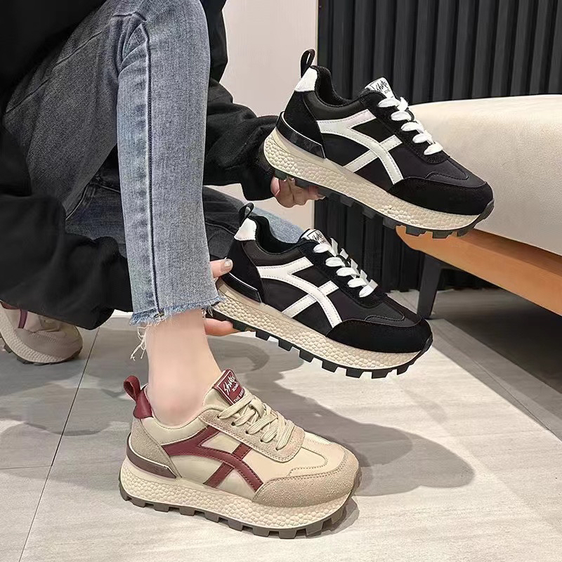 单里/加绒秋冬软底网红爆款潮流休闲运动百搭厚底拼色阿甘鞋舒适