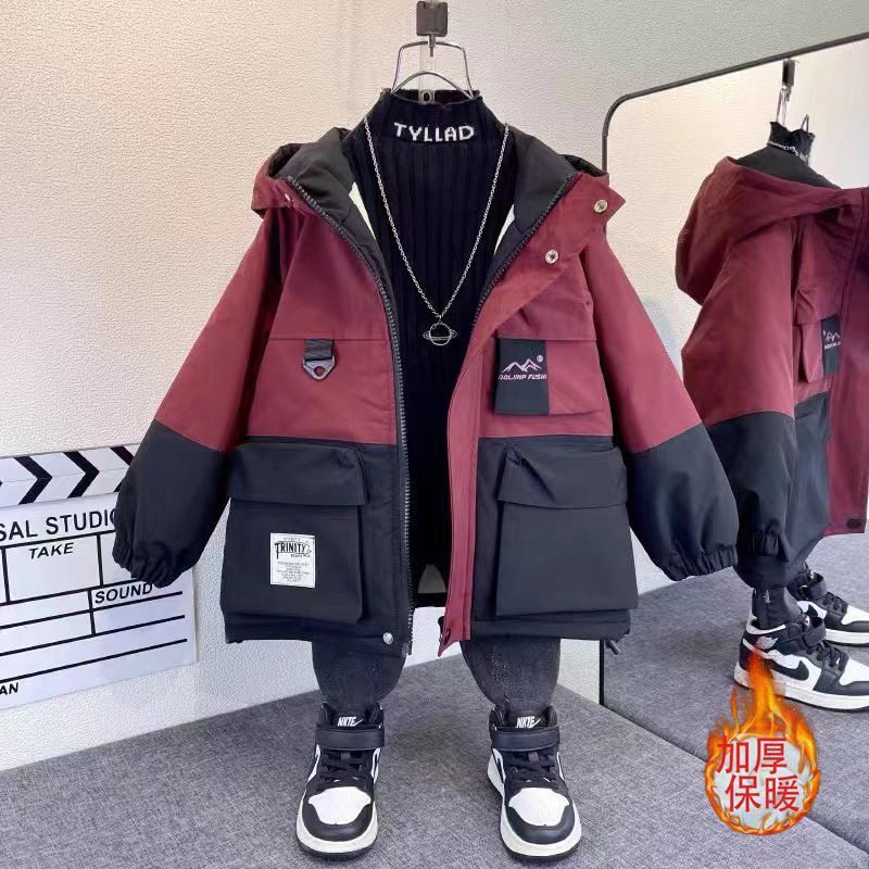 【加绒加厚】男童冬季棉服加绒加厚派克服儿童冬季加厚棉服时髦洋气