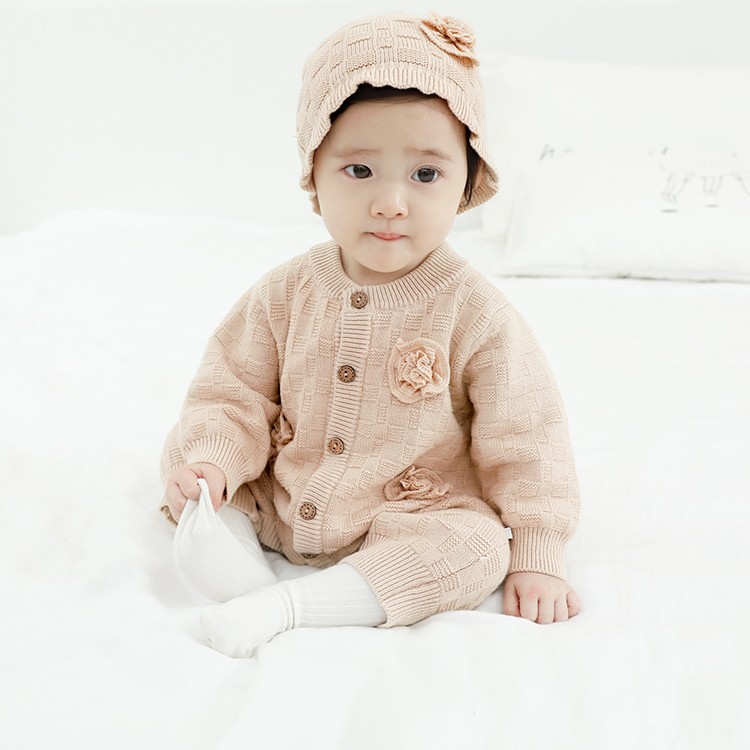 婴儿连体衣春装新生婴儿宝宝女幼儿童针织毛衣带帽连身哈衣秋冬爬