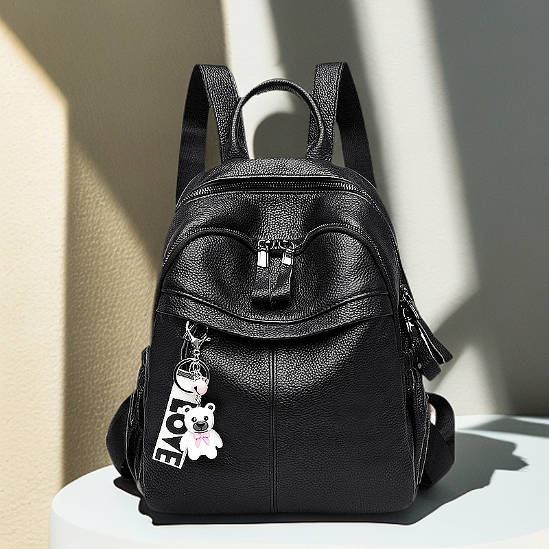 真皮通勤双肩包女2024新款时尚书包女大容量包包女士旅游背包皮质