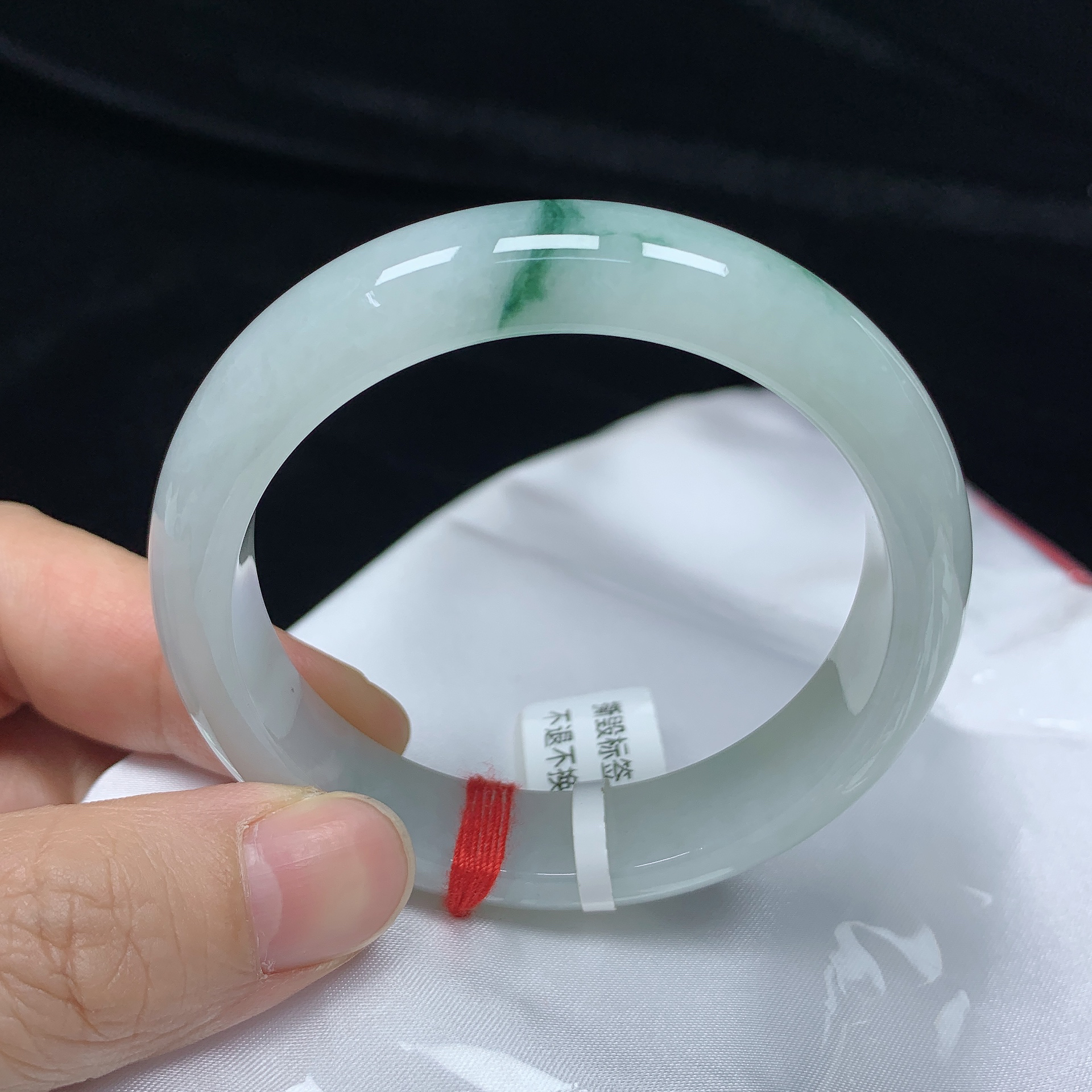 53圈飘花缅甸天然翡翠A货正圈手镯少女款时尚百搭平安玉镯无裂