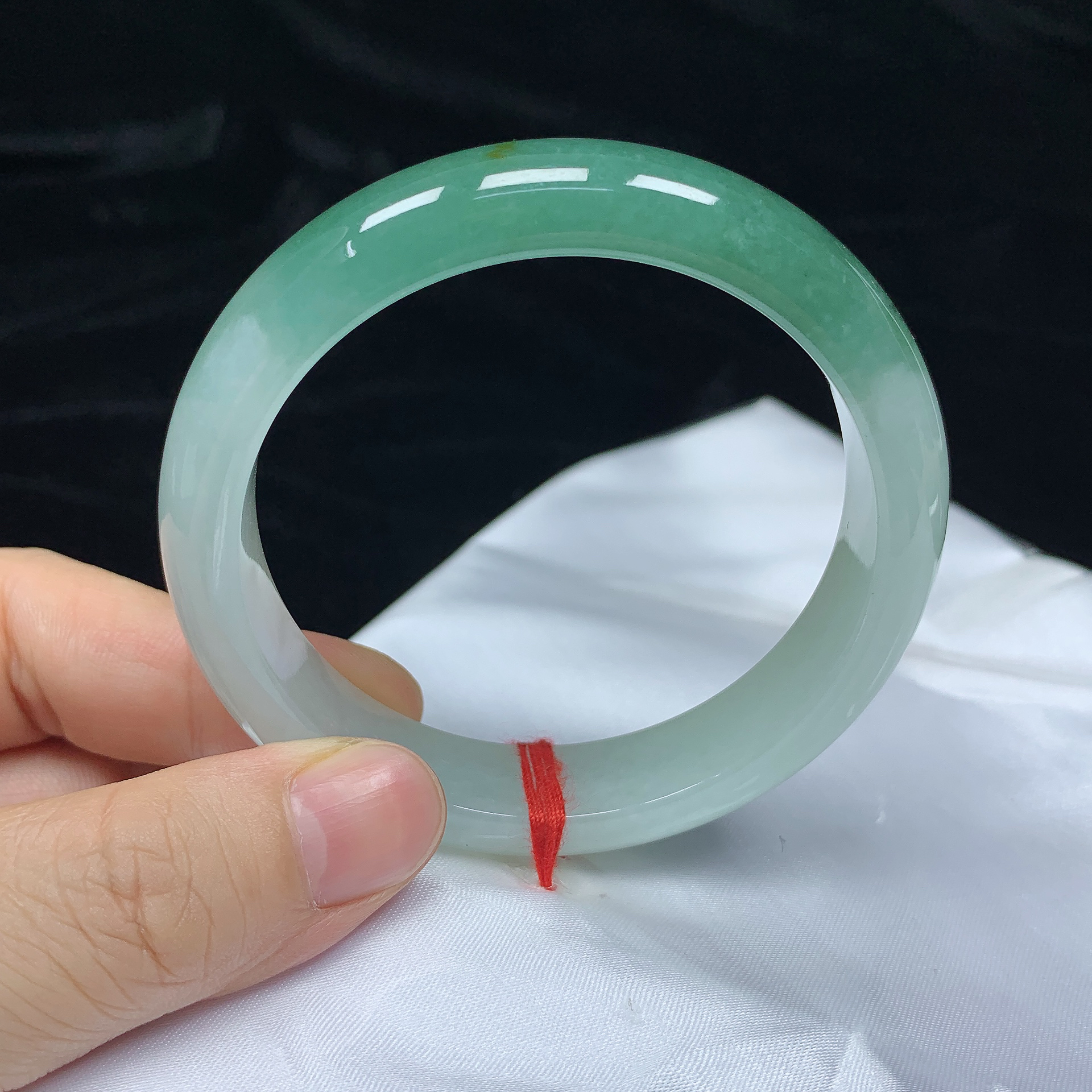 57圈半山水缅甸天然翡翠A货正圈手镯少女款时尚百搭平安玉镯无裂