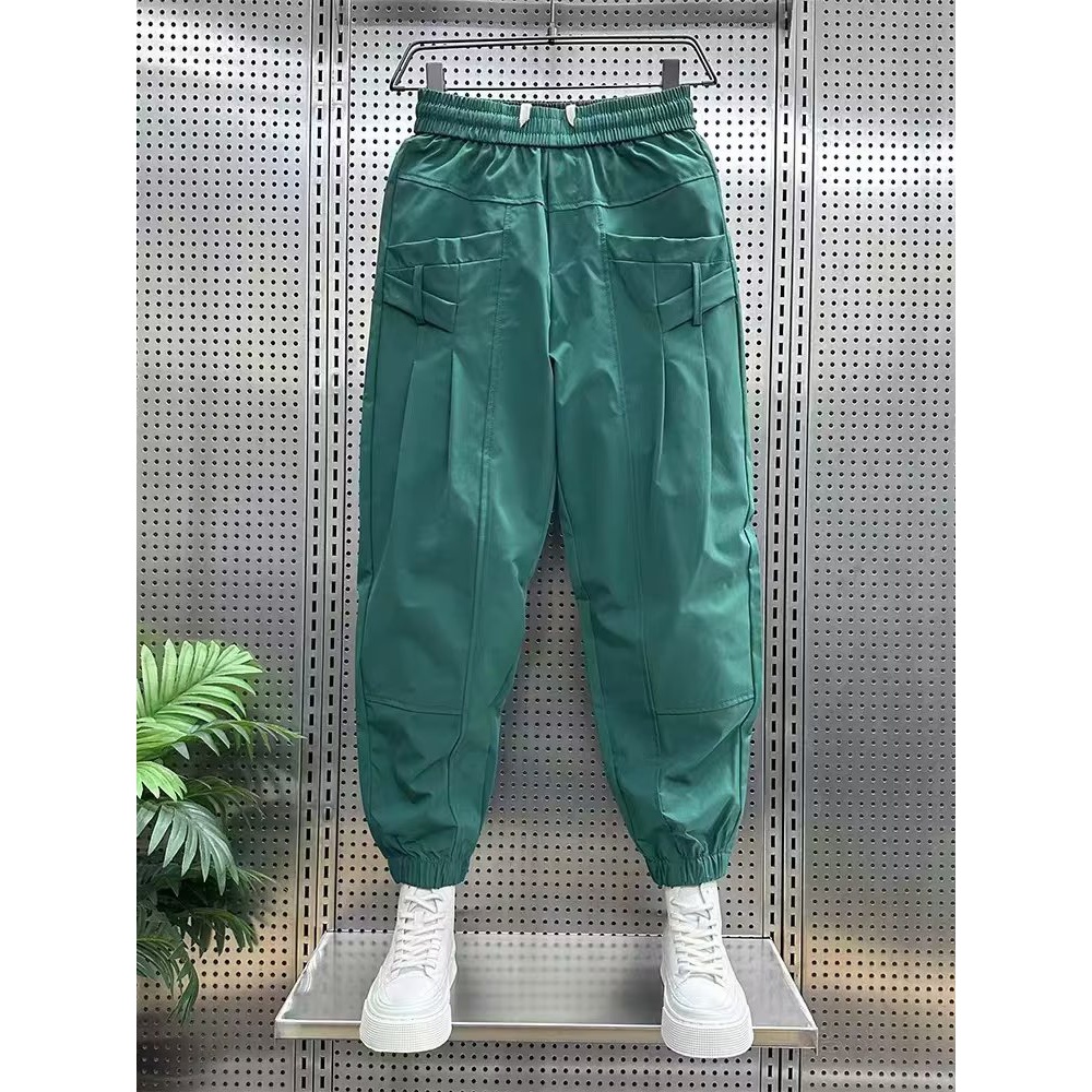 CL秋季薄款百搭休闲裤男直插兜工装裤宽松哈伦裤痞帅九分