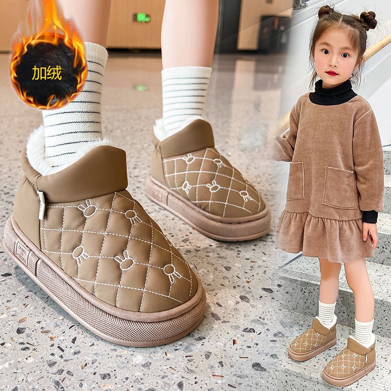 儿童雪地靴2025冬季新款男童鞋女童靴子加绒加厚棉靴防水防滑皮面