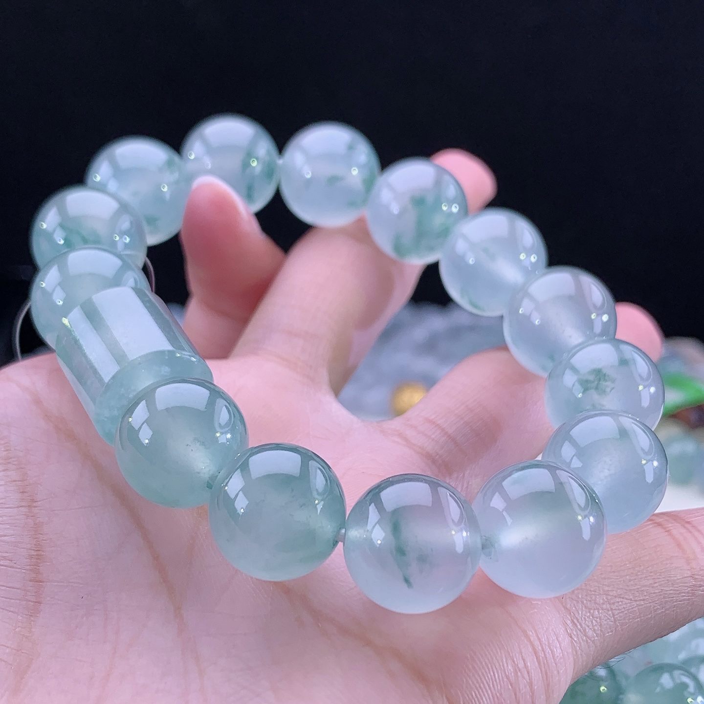 传承典藏系列 缅甸天然A货翡翠珠串 巨无霸大尺寸飘花手串 卡14+