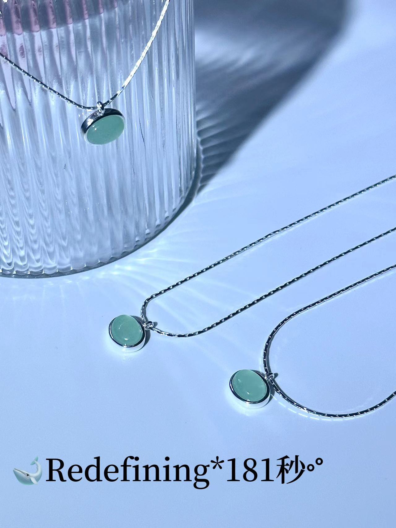 坠链均925银玉髓 坠链均925银玉髓轻奢气质百搭绿色女士时尚小众.