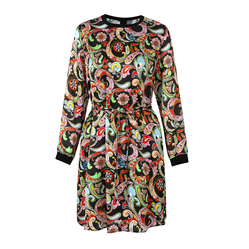 DF撞螺纹腰果花秋冬气质中长款连衣裙FDF2410150799