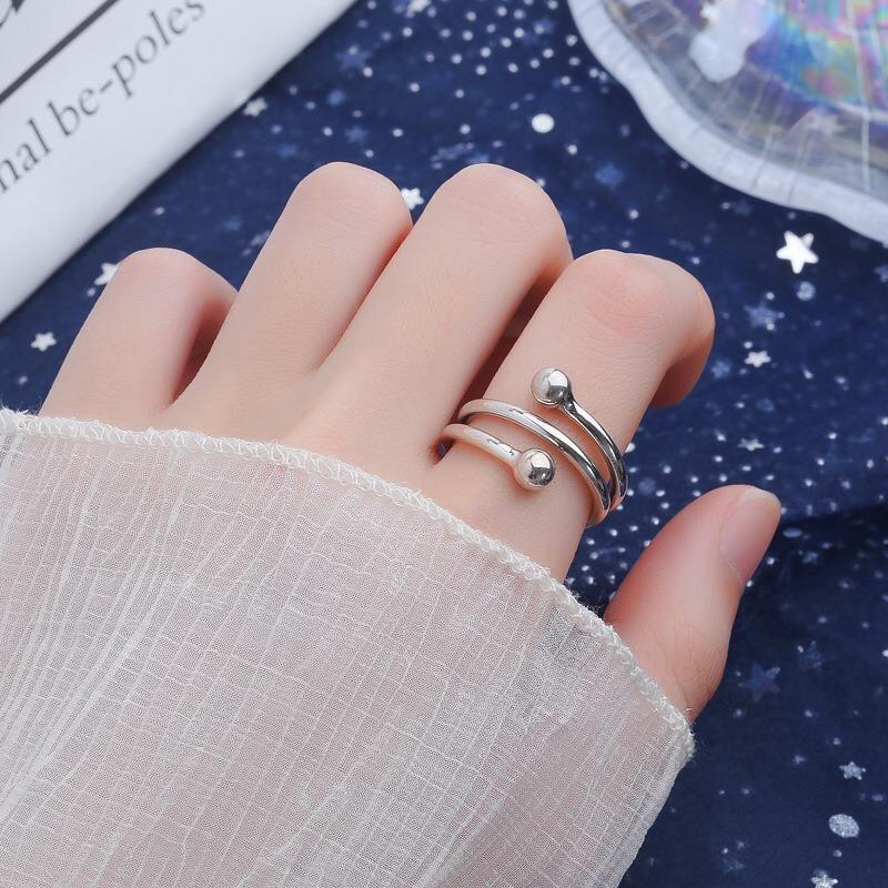 足银戒指 【三生三世戒指】足银999多层圆珠时尚调节活口戒指 C51