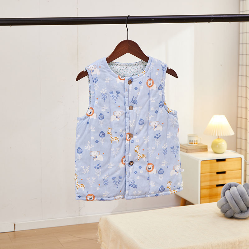 儿童棉花马甲纯棉中大童保暖马夹秋冬男女童坎肩复古盘扣校服神器