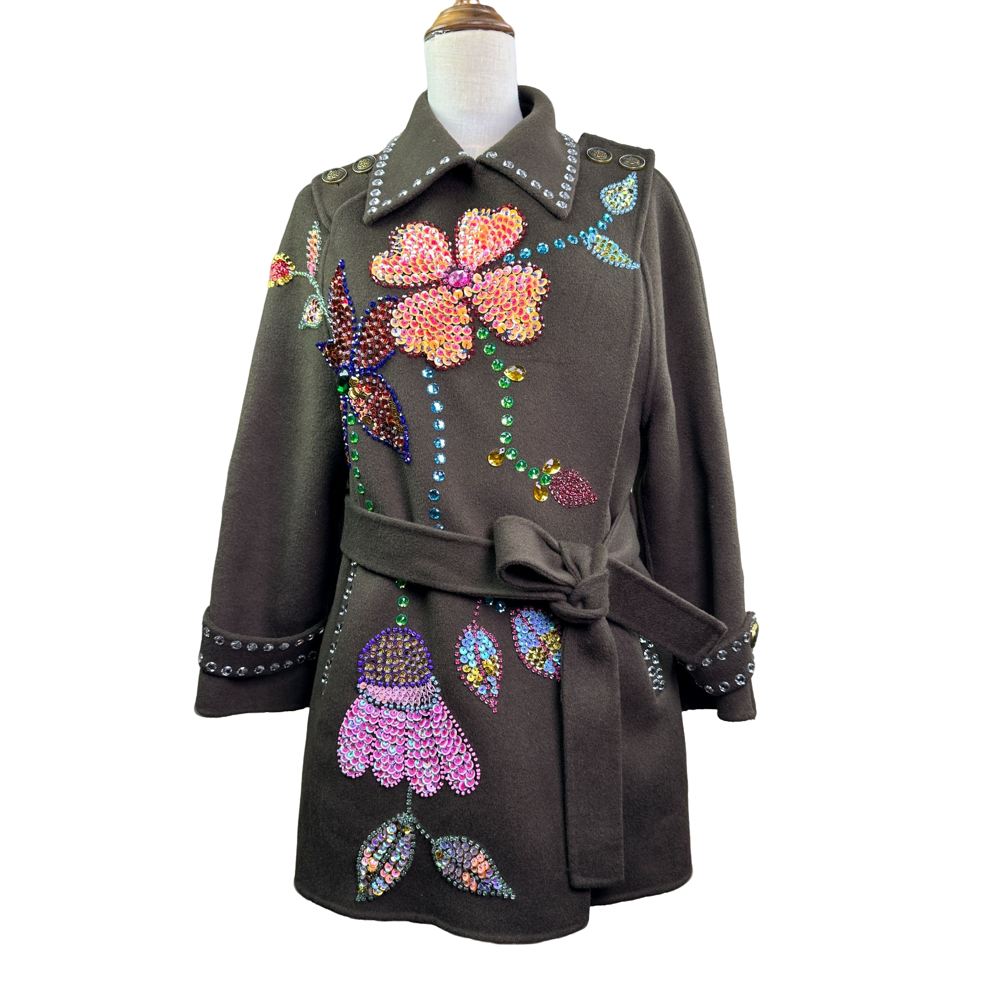 独衣绣花设计师重工高端定制手缝时尚女士羊毛大衣气质洋气外套