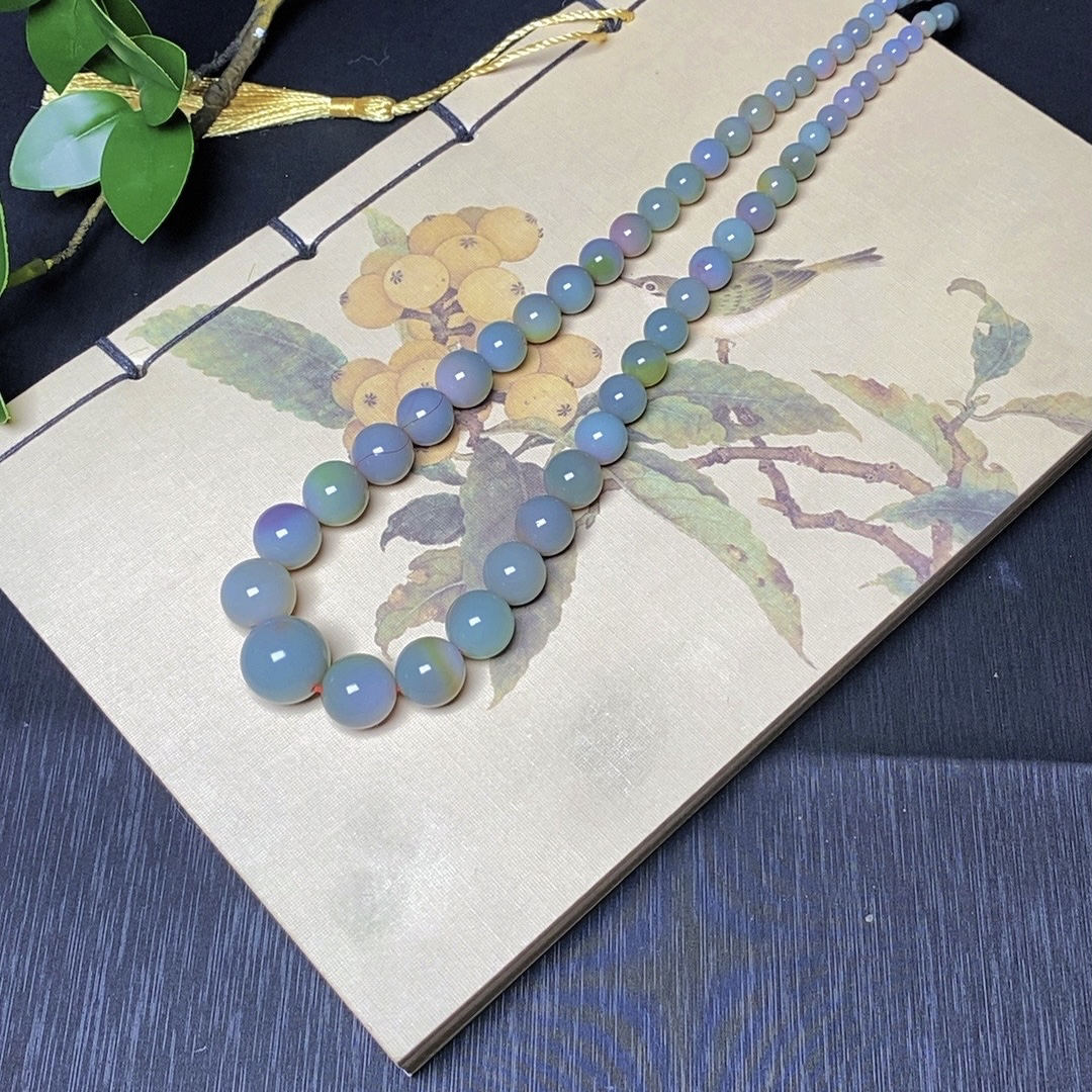 天然大四川凉山盐源玛瑙收藏精品蓝色稀有塔链手串男女款项链毛衣