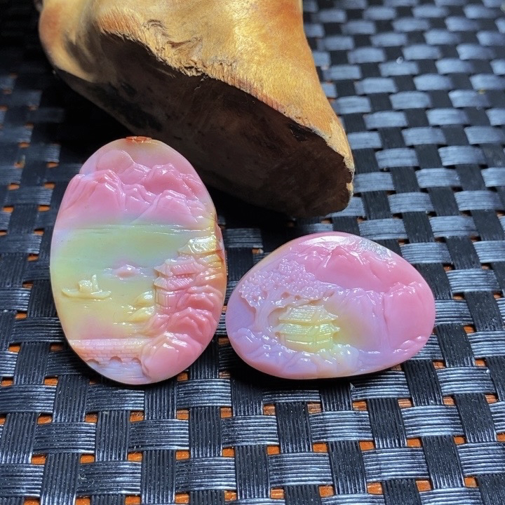 藏收级盐源玛瑙满色满肉彩虹炫彩山水吊坠牌雕件摆件项链多圈 108