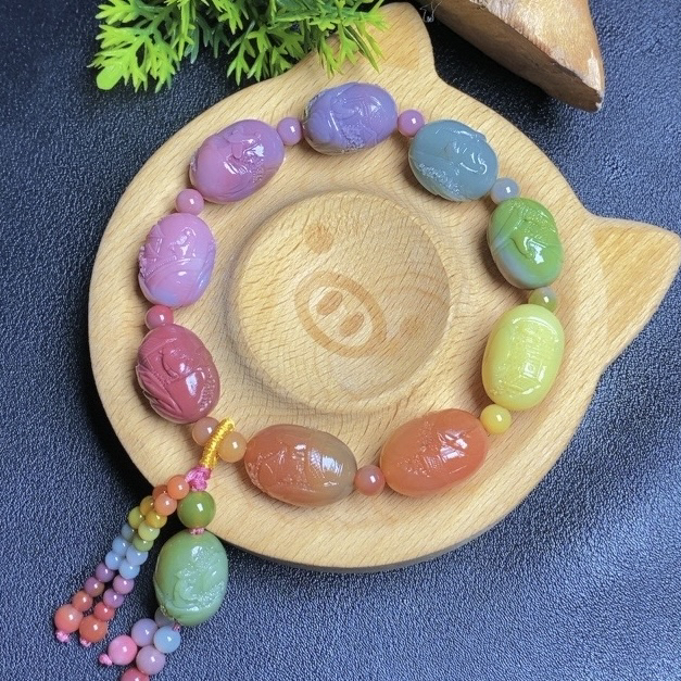 大凉山盐源玛瑙苏工招财山水风景手串单圈手链手持手把项链吊坠女