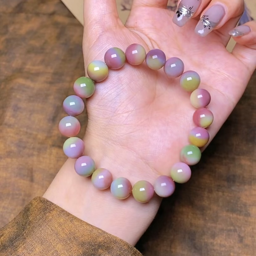 天然四川凉山七彩盐源玛瑙炫彩仙色系手串手链手持款男女款送礼