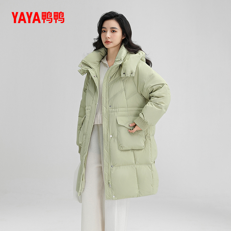 YAYA/鸭鸭羽绒服中长款收腰百搭款时尚户外休闲羽绒服YE4B605851A