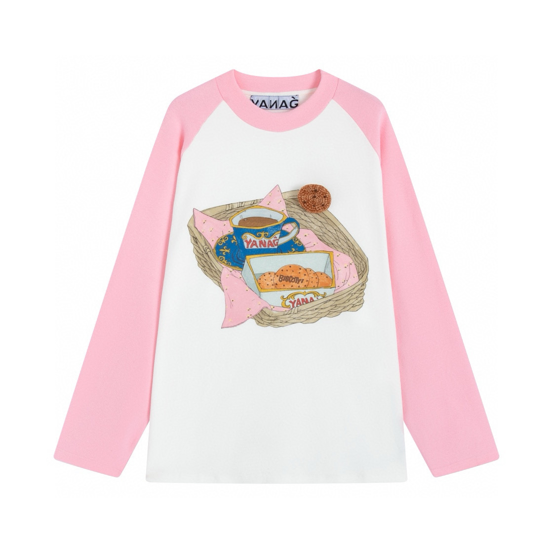 YANAG｜2024早秋新款 香甜饼干咖啡插肩长袖T恤