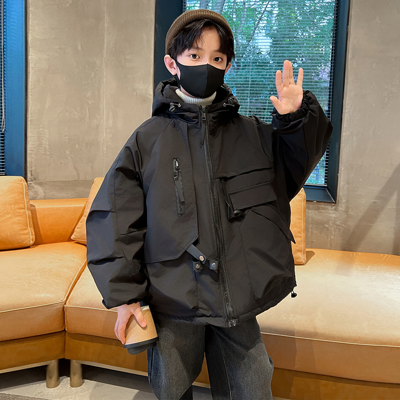 儿童秋冬款男童冲锋衣外套2025新款冬季夹棉加厚冬装大童男孩棉服