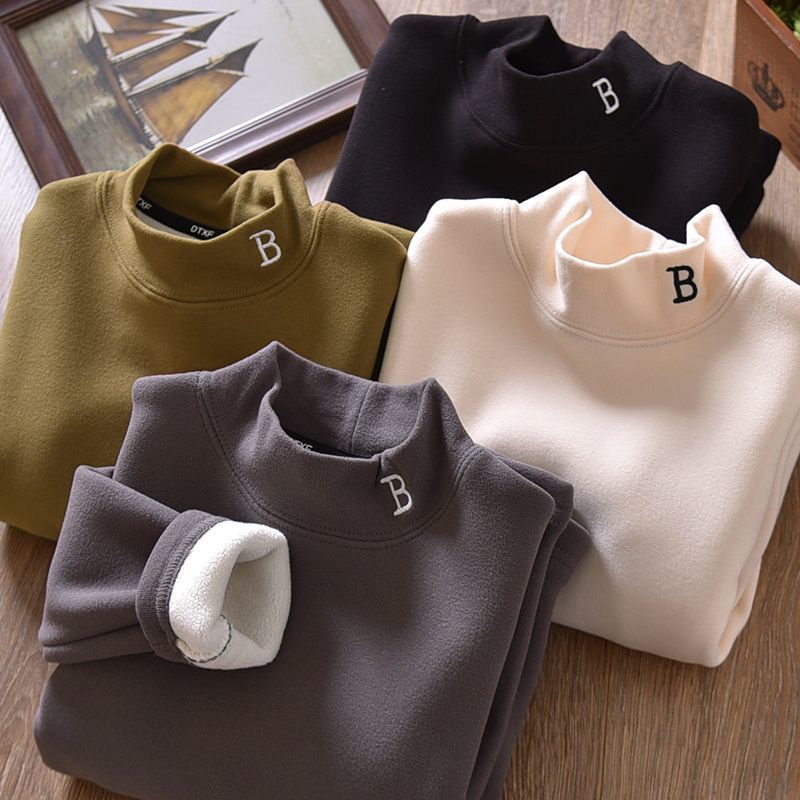 男童高领加厚打底衫中大童秋冬宝宝儿童德绒T恤弹力保暖百搭上衣