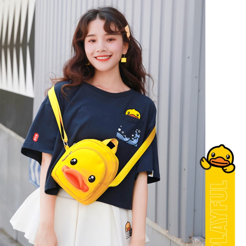 B.Duck小黄鸭牛津布单肩小包可爱卡通斜挎3D鸭嘴男女时尚潮流背包