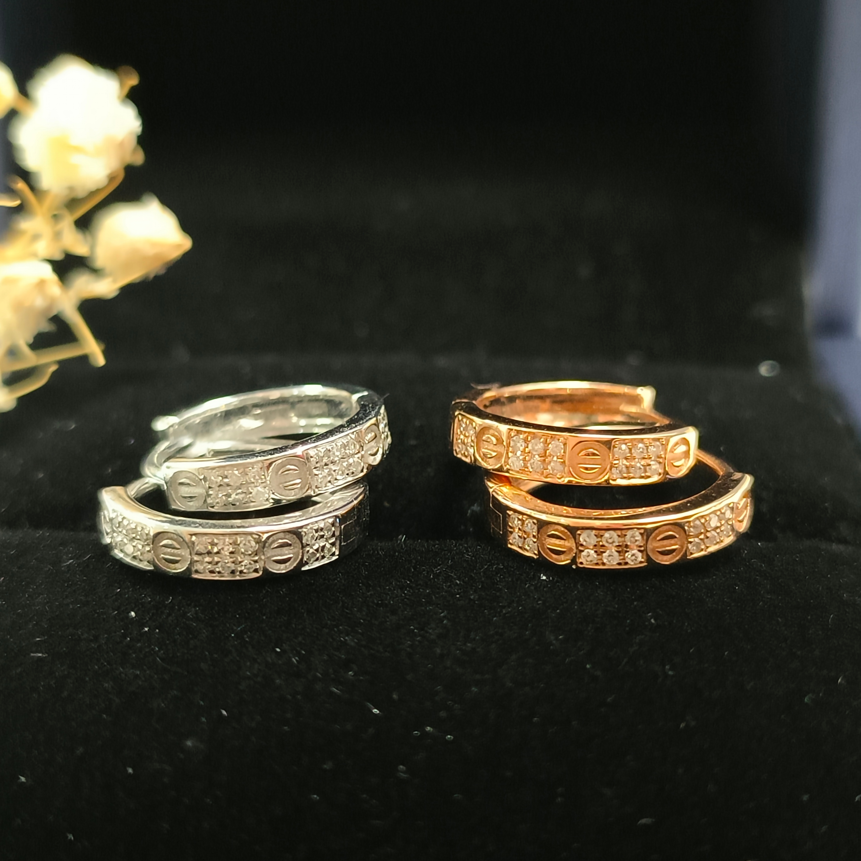 18K金天然钻石耳包耳圈经典简约百搭通勤气质耳环/多样性发一件