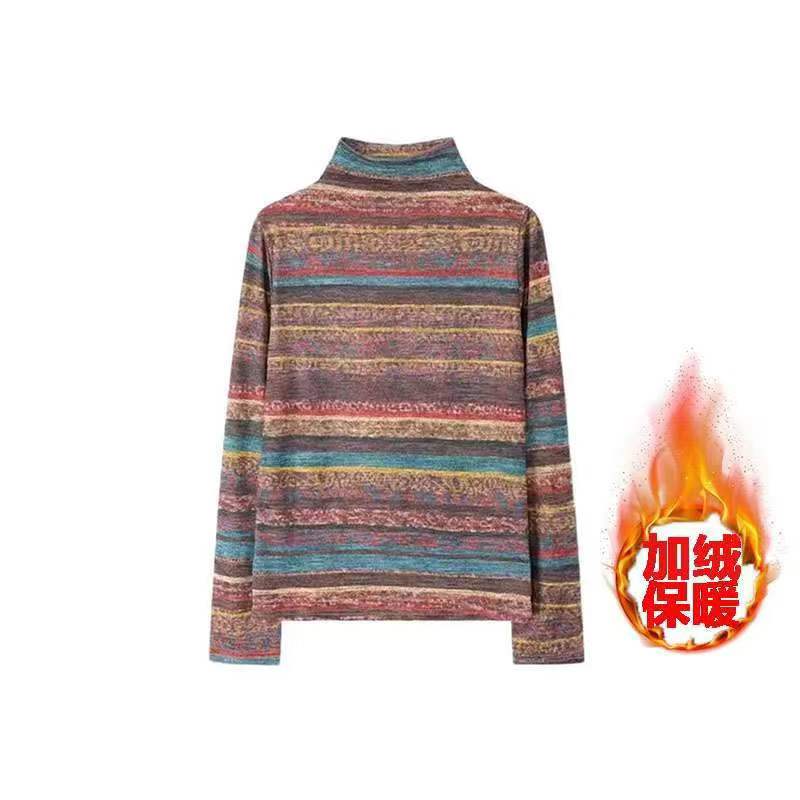 保暖休闲波西米亚双面绒高弹力长袖#942