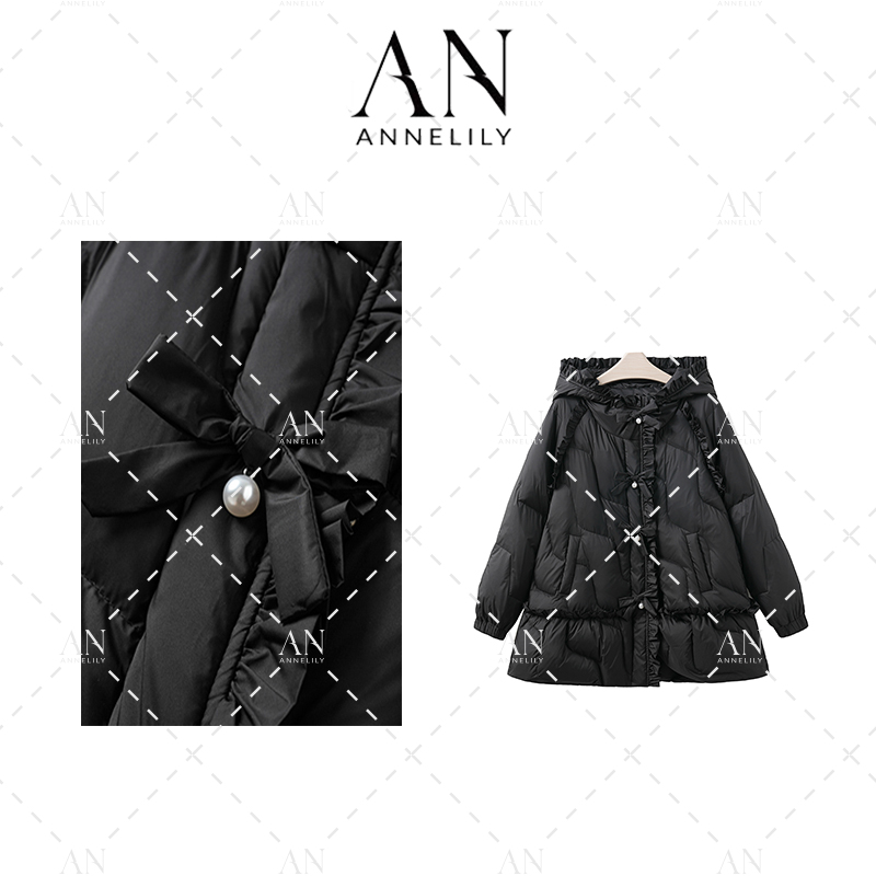 ANNELILY【若舒】秋冬新款上新气质轻奢百搭羽绒服外套AW2411017