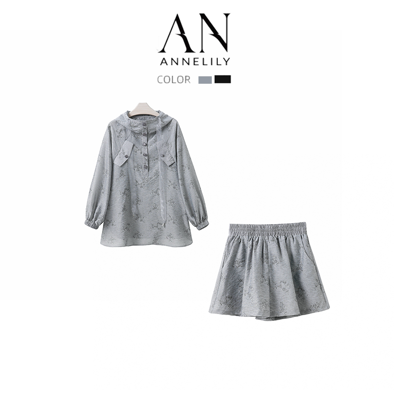 AN高定【疏影】时尚设计师款长袖休闲百搭短裤春夏套装AT2403157