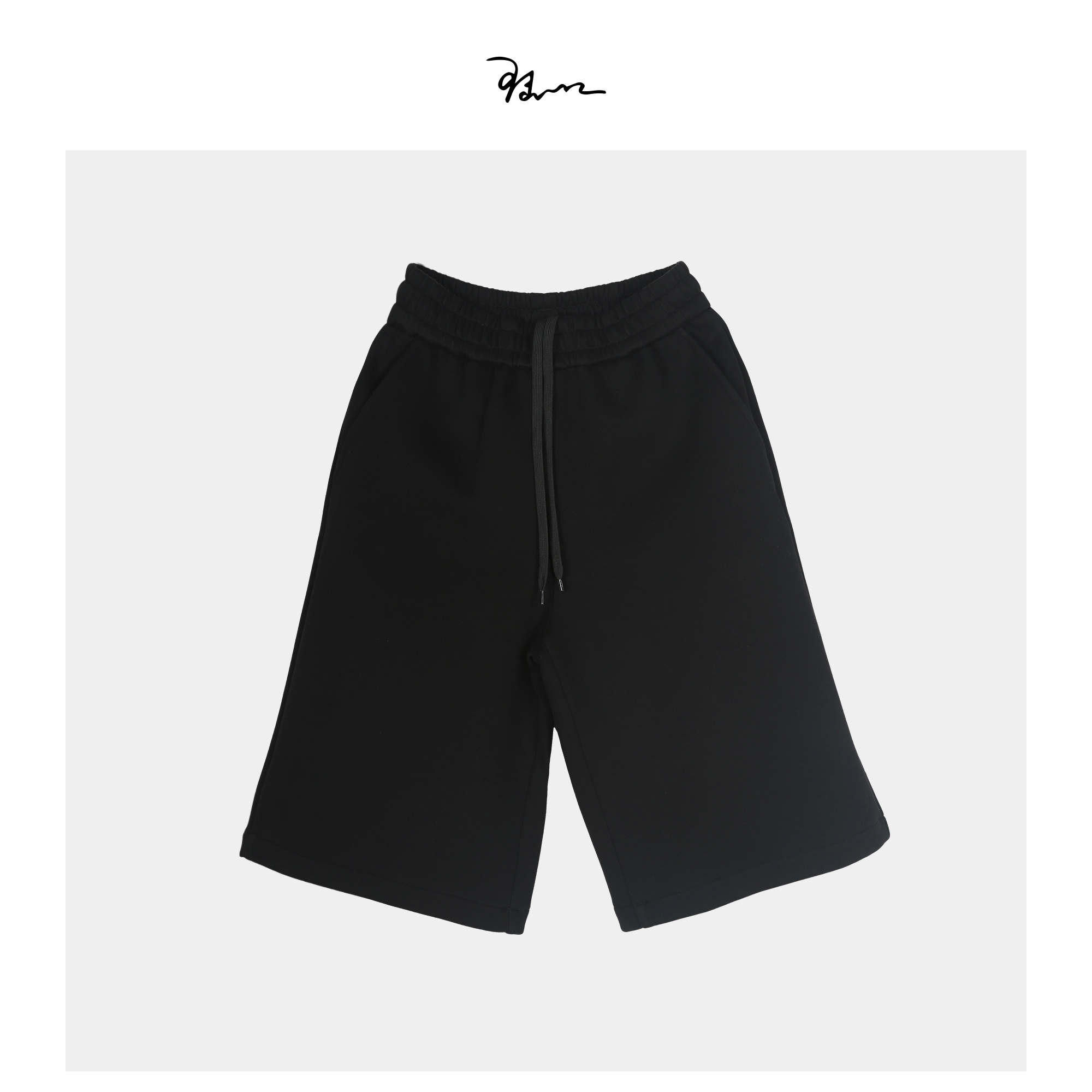 【牧舟】陆一口女装定制空气棉黑色休闲五分裤