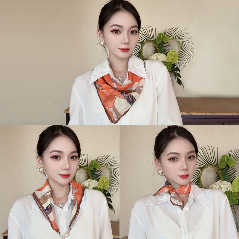 方巾丝巾时尚百搭网红薄款气质女士护颈装饰保暖围巾气质搭配衬衫