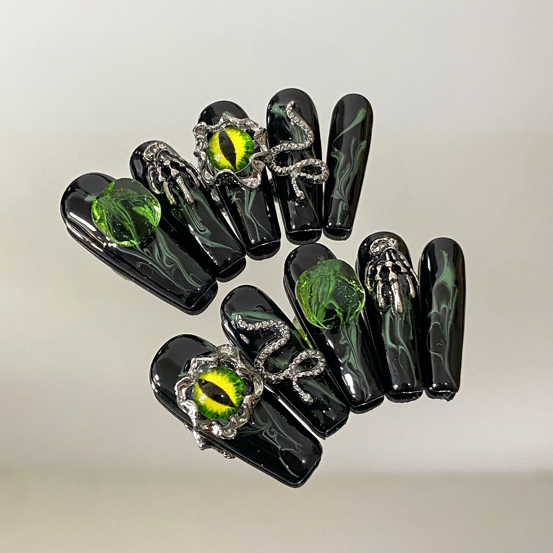 【虚空腐蚀】超长梯暗黑风轻奢纯手工穿戴甲哥特风手工黑色系穿戴甲