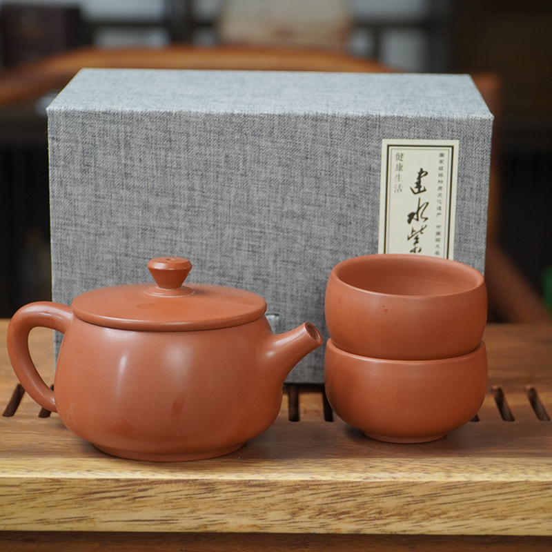 大容量【复烧】红色汉瓦茶壶建水紫陶茶壶 容量300ml