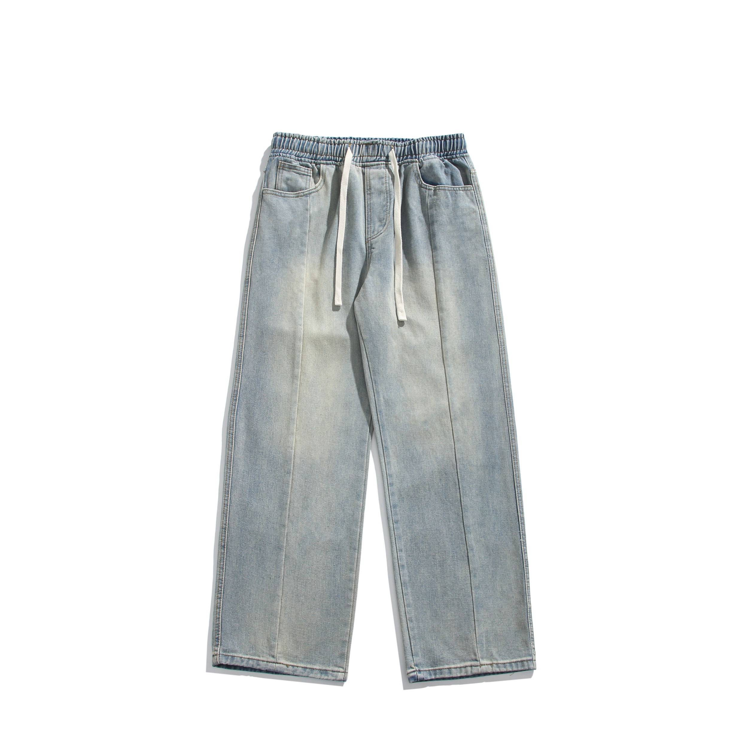 西几同款 新款潮流休闲直筒牛仔裤显高显瘦宽松百搭复古水洗长裤